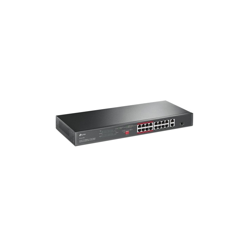 TP-Link TL-SL1218P 16-Port 10/100 Mbps + 2-Port Gigabit Rackmount Šakotuvas su 16-Port PoE+