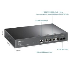 TP-Link TL-SX3206HPP 6-Port 10GE L2+ Managed Šakotuvas su 4-Port PoE++