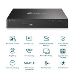 TP-Link VIGI NVR1008H-8MP 8 Channel PoE+ Network Video Recorder