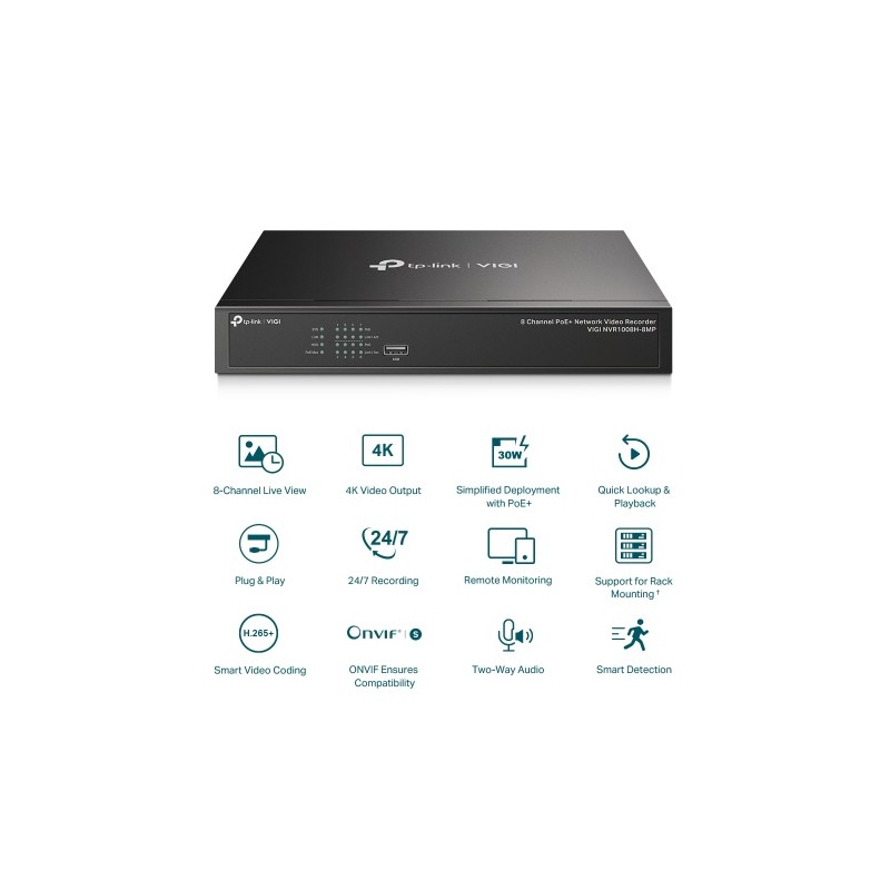 TP-Link VIGI NVR1008H-8MP 8 Channel PoE+ Network Video Recorder
