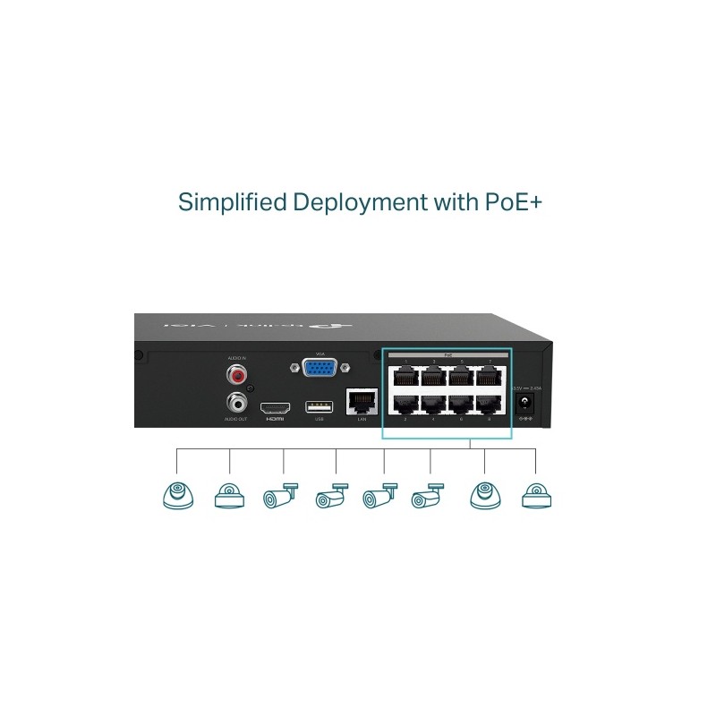 TP-Link VIGI NVR1008H-8MP 8 Channel PoE+ Network Video Recorder