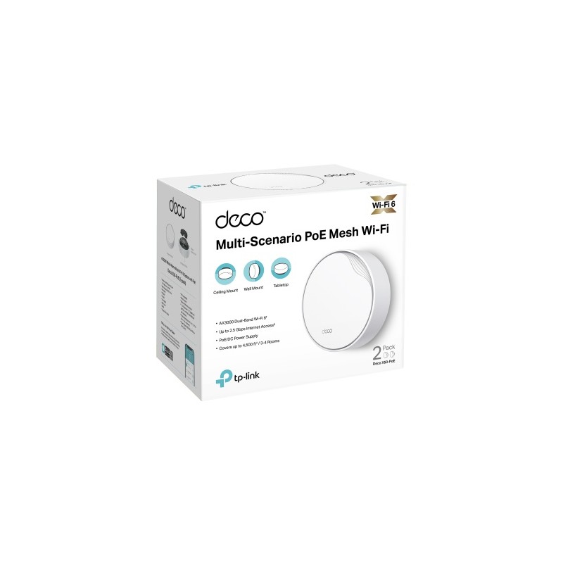 TP-Link DECO X50-POE(2-PACK) AX3000 Whole Home Mesh Wi-Fi 6 tinklo sistema su PoE