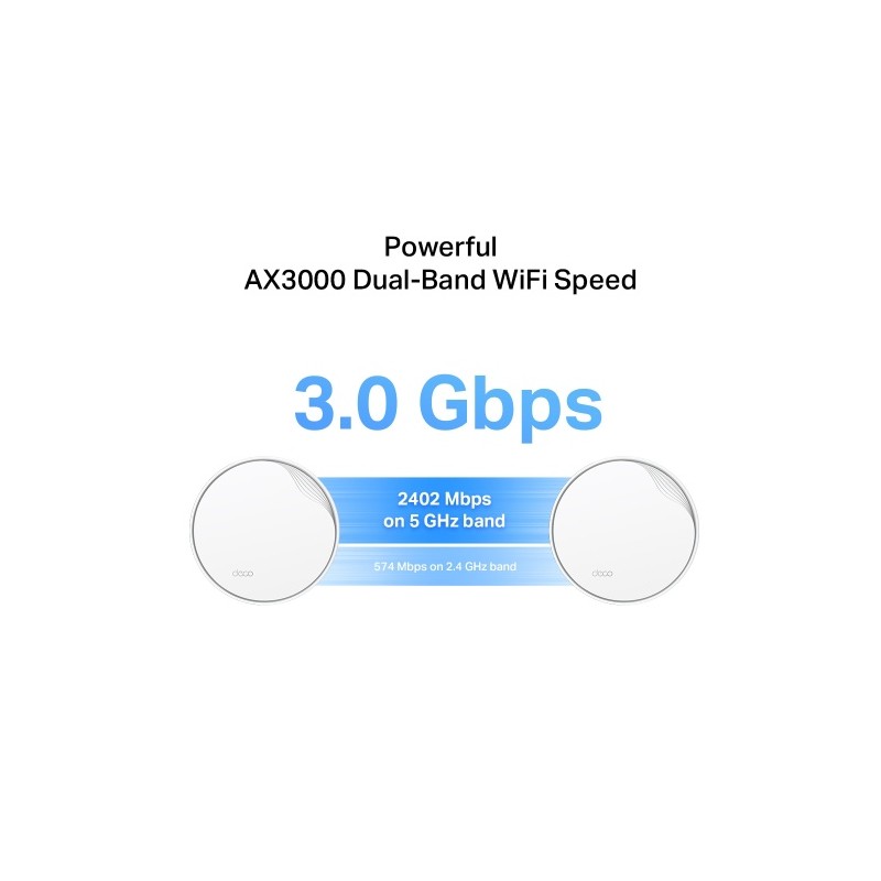 TP-Link DECO X50-POE(2-PACK) AX3000 Whole Home Mesh Wi-Fi 6 tinklo sistema su PoE