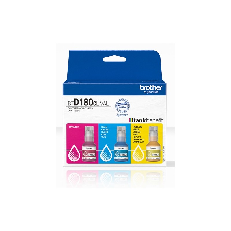 Brother BTD180CLVAL Rašalo papildymo buteliukų komplektas, CMY