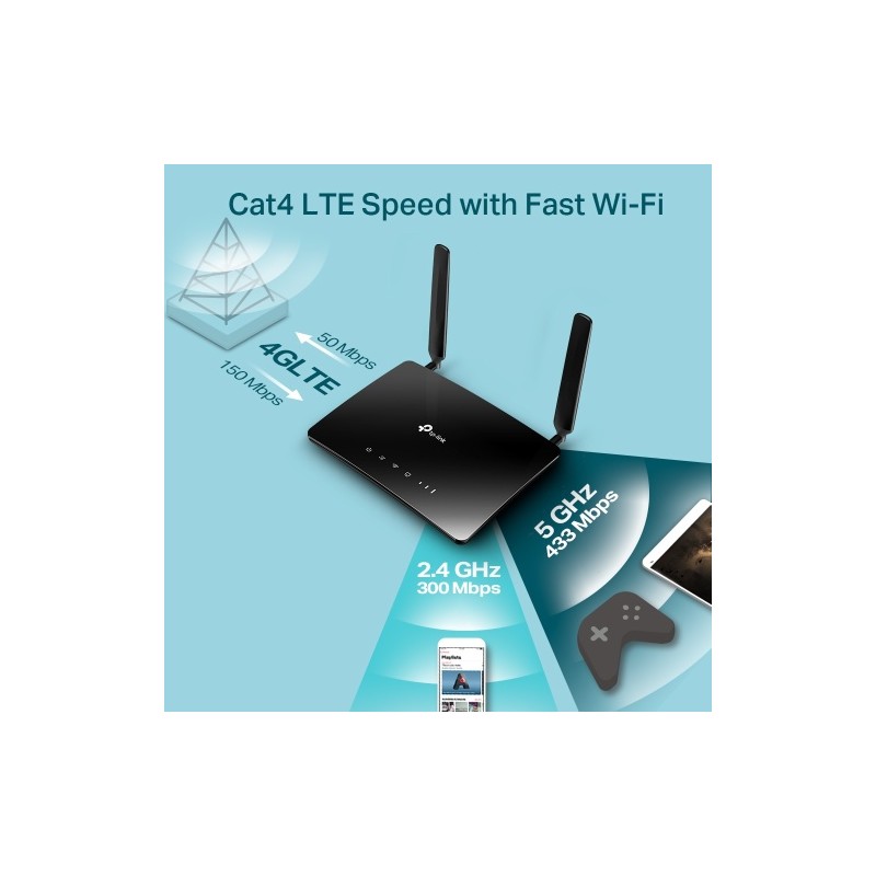 TP-Link Archer MR200 AC750 Wireless Dual Band 4G LTE Maršrutizatorius