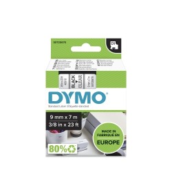 Dymo 40910 (S0720670) D1 Etikečių juostelė 9mm x 7m, Black on Clear