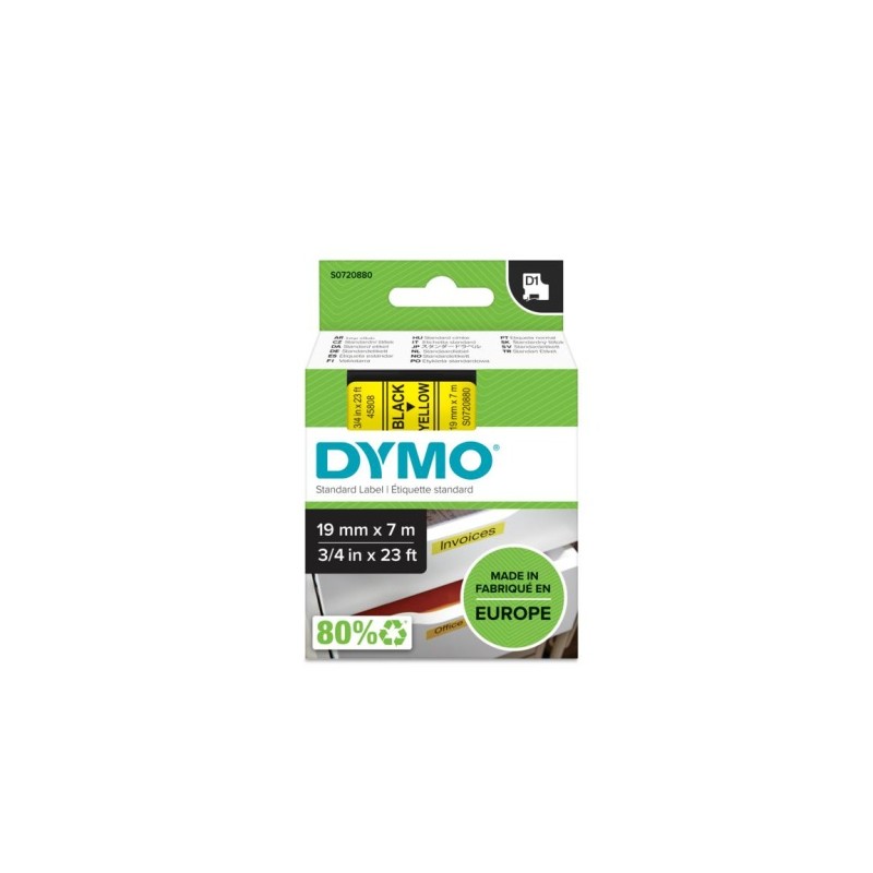 Dymo 45808 (S0720880) D1 Etikečių juostelė 19mm x 7m, Black on Yellow