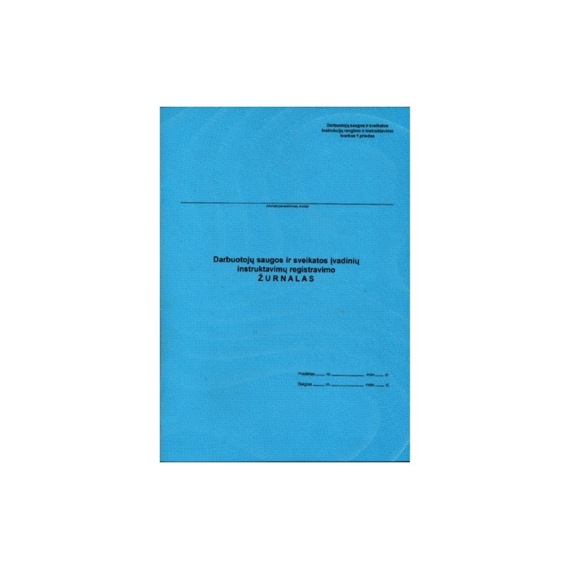 Darbuotojų saugos ir sveikatos įvadinių instruktavimų registracijos žurnalas A4, vertikalus, 10 lapų