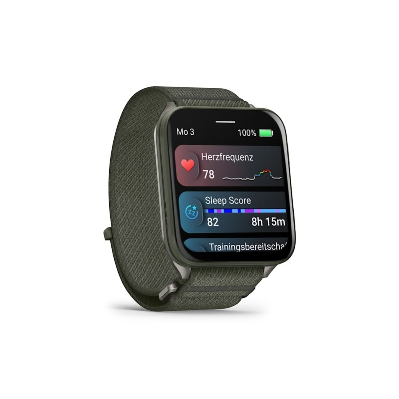 Garmin Venu X1 Išmanusis laikrodis Moss, Titanium Caseback / Moss ComfortFit Nylon Band