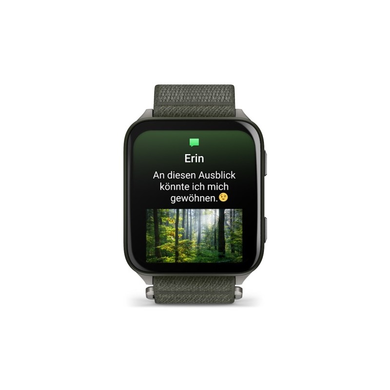 Garmin Venu X1 Išmanusis laikrodis Moss, Titanium Caseback / Moss ComfortFit Nylon Band