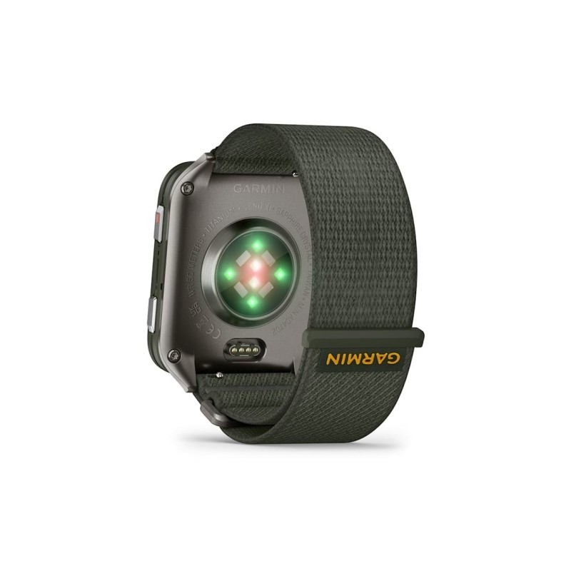 Garmin Venu X1 Išmanusis laikrodis Moss, Titanium Caseback / Moss ComfortFit Nylon Band