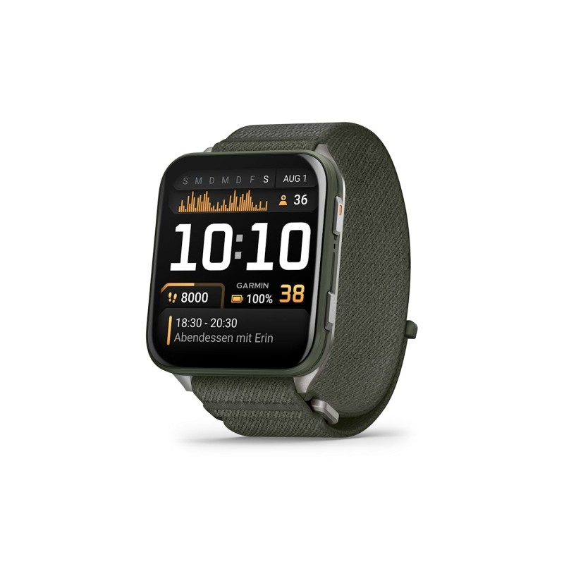 Garmin Venu X1 Išmanusis laikrodis Moss, Titanium Caseback / Moss ComfortFit Nylon Band