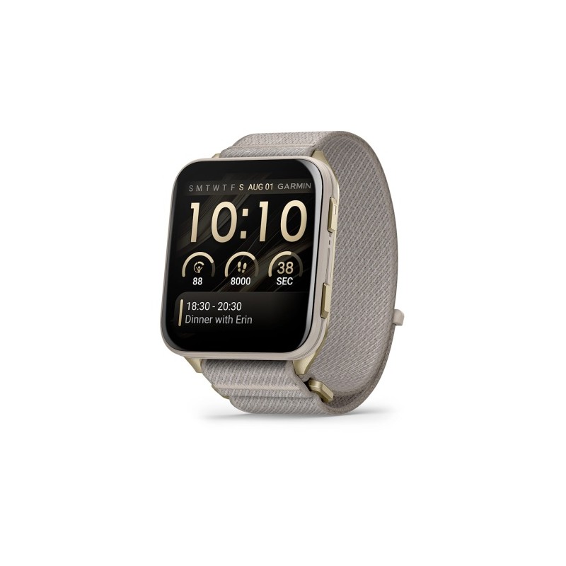 Garmin Venu X1 Išmanusis laikrodis Soft Gold, Titanium Caseback / French Grey Nylon Band