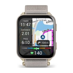 Garmin Venu X1 Išmanusis laikrodis Soft Gold, Titanium Caseback / French Grey Nylon Band