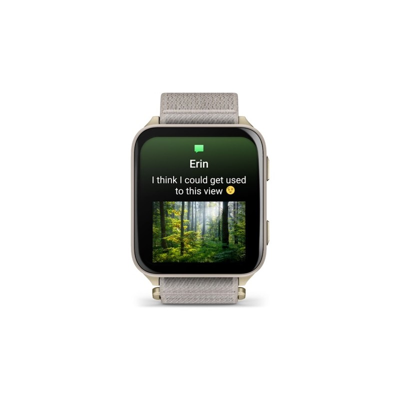 Garmin Venu X1 Išmanusis laikrodis Soft Gold, Titanium Caseback / French Grey Nylon Band