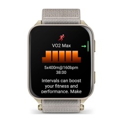 Garmin Venu X1 Išmanusis laikrodis Soft Gold, Titanium Caseback / French Grey Nylon Band