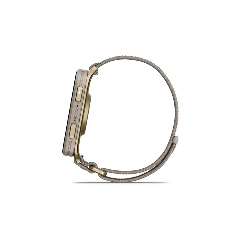 Garmin Venu X1 Išmanusis laikrodis Soft Gold, Titanium Caseback / French Grey Nylon Band