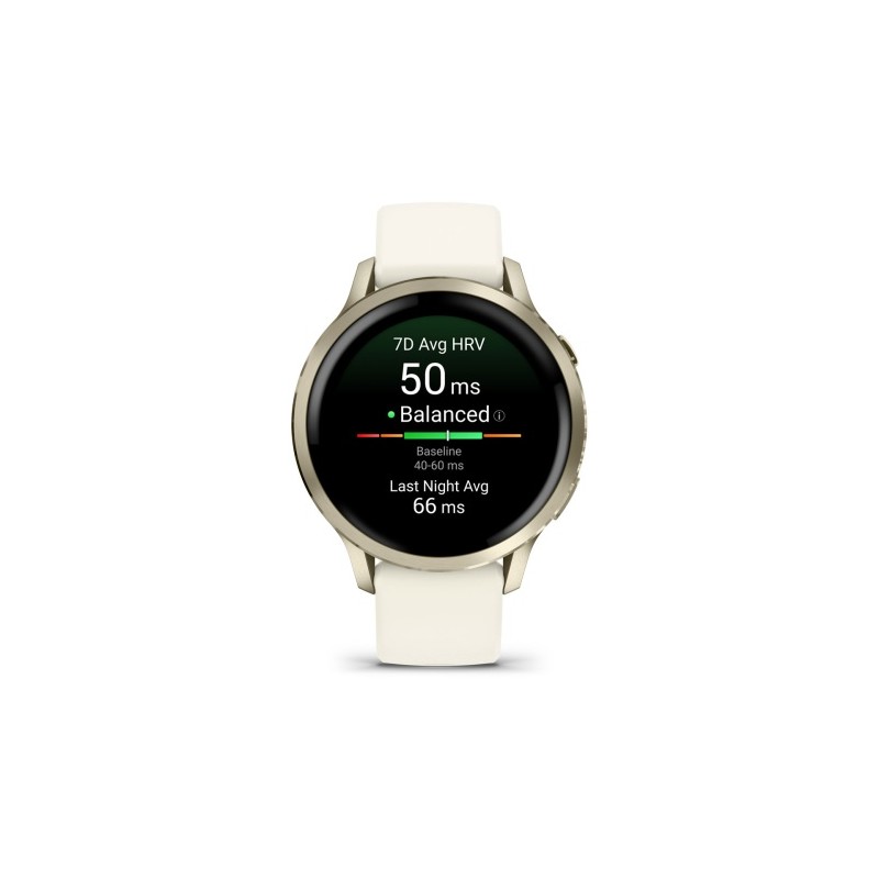 Garmin Venu 4 Išmanusis laikrodis 41 mm Lunar Gold / Bone Silicone Band