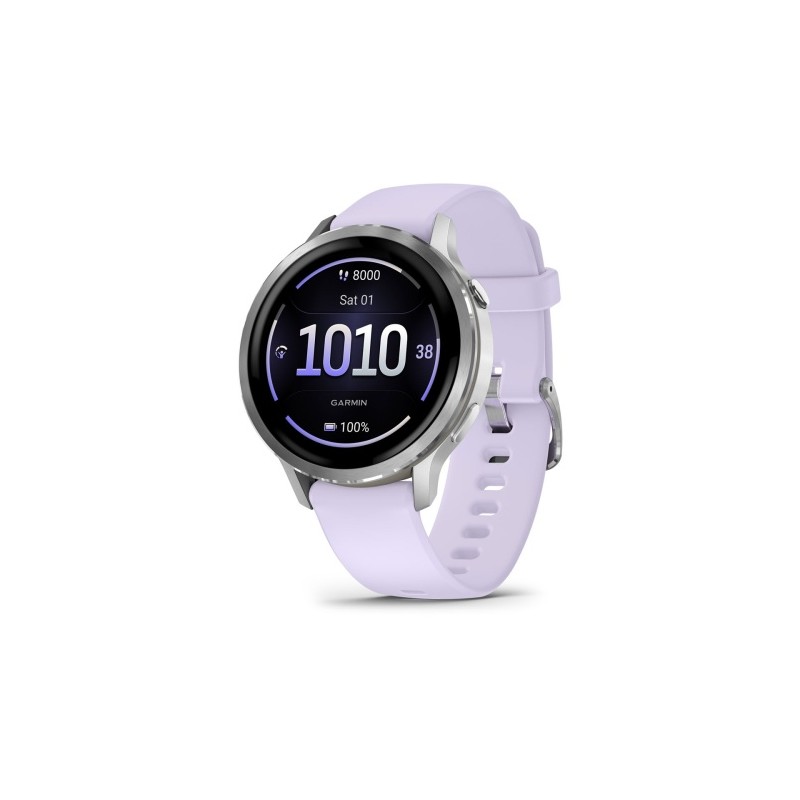 Garmin Venu 4 Išmanusis laikrodis 41 mm Silver / Periwinkle Silicone Band