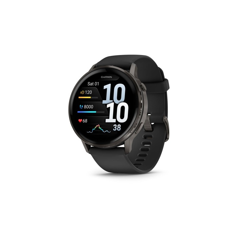 Garmin Venu 4 Išmanusis laikrodis 45 mm Slate / Black Silicone Band