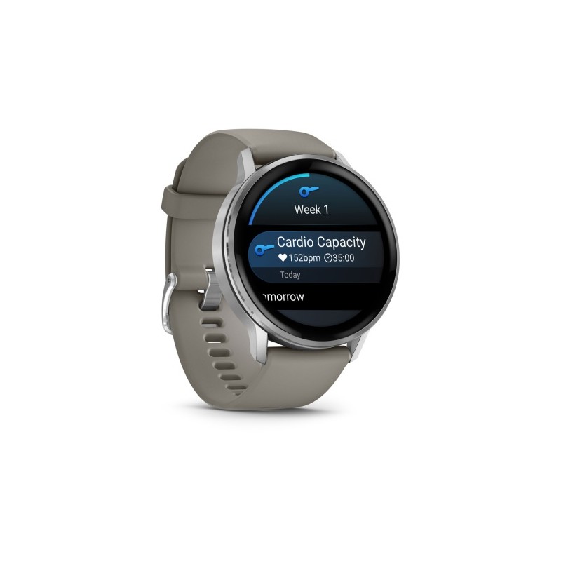 Garmin Venu 4 Išmanusis laikrodis 45 mm Silver / Silver Gray Silicone Band