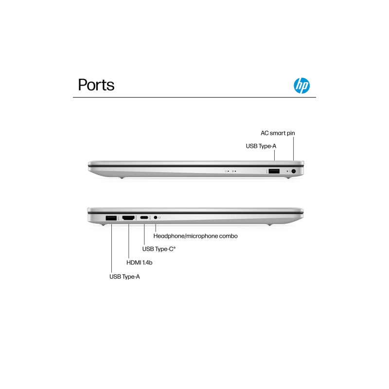 HP 17-cp2025 17.3'' FHD AMD Ryzen 5 7520U 8GB 512GB SSD W11H, Natural Silver