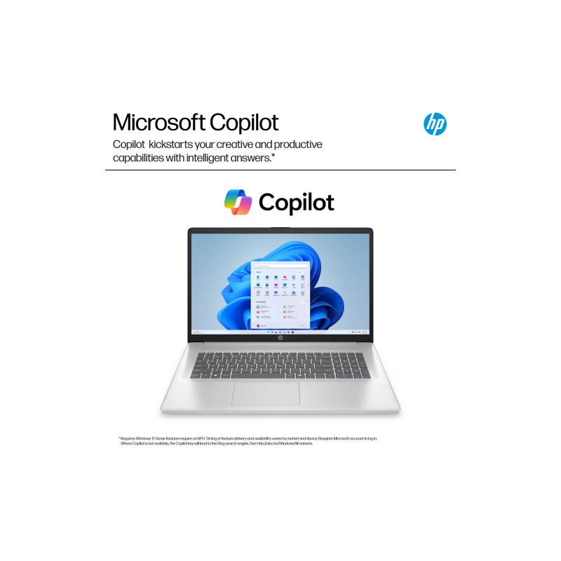 HP 17-cp2025 17.3'' FHD AMD Ryzen 5 7520U 8GB 512GB SSD W11H, Natural Silver