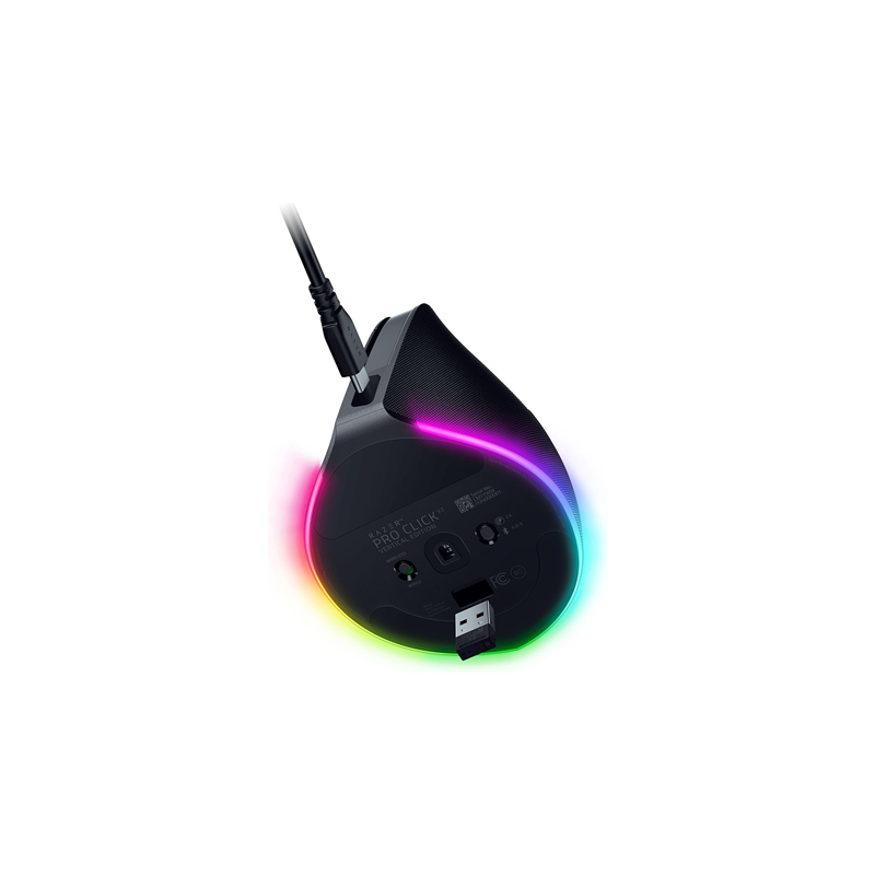 Razer Pro Click V2 Vertical Ergonomic Belaidė pelė RF Wireless+Bluetooth+USB-C, 30000 DPI, Juoda