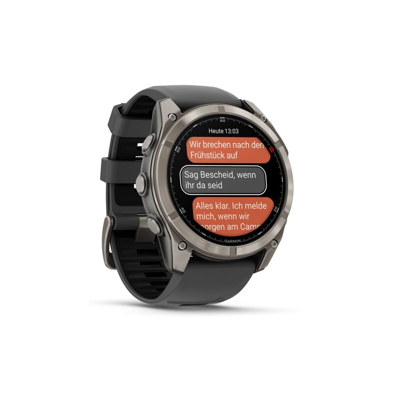 Garmin Fenix 8 Pro Išmanusis laikrodis 51 mm AMOLED Sapphire, Titanium, Graphite/Black silicone band