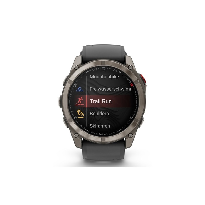 Garmin Fenix 8 Pro Išmanusis laikrodis 51 mm AMOLED Sapphire, Titanium, Graphite/Black silicone band