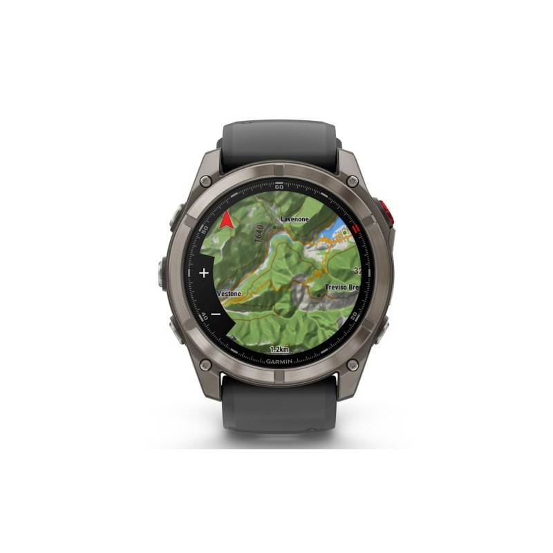 Garmin Fenix 8 Pro Išmanusis laikrodis 51 mm AMOLED Sapphire, Titanium, Graphite/Black silicone band
