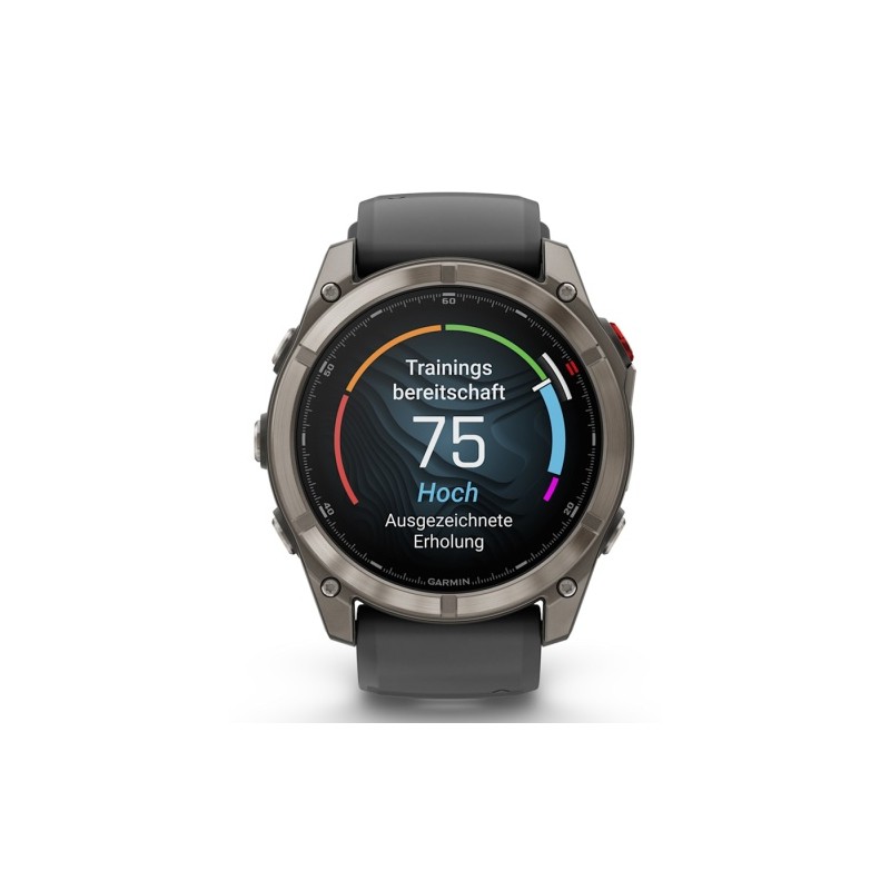Garmin Fenix 8 Pro Išmanusis laikrodis 51 mm AMOLED Sapphire, Titanium, Graphite/Black silicone band