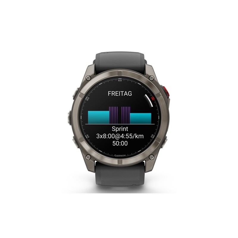 Garmin Fenix 8 Pro Išmanusis laikrodis 51 mm AMOLED Sapphire, Titanium, Graphite/Black silicone band