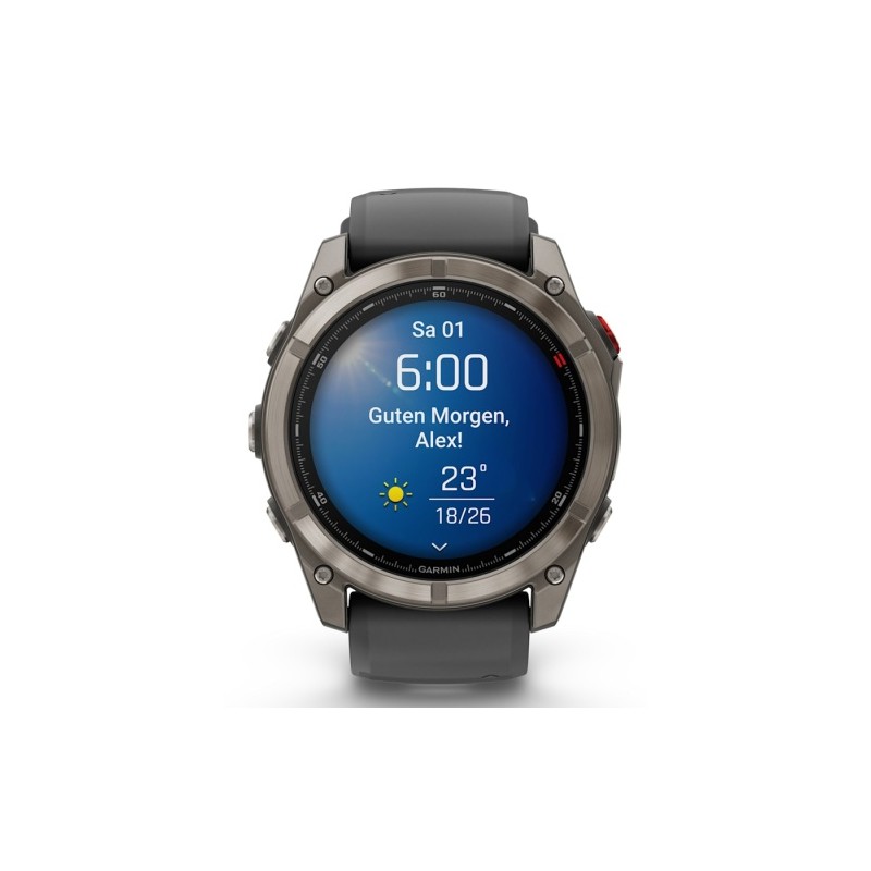 Garmin Fenix 8 Pro Išmanusis laikrodis 51 mm AMOLED Sapphire, Titanium, Graphite/Black silicone band