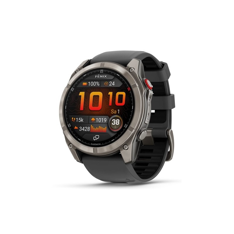 Garmin Fenix 8 Pro Išmanusis laikrodis 51 mm AMOLED Sapphire, Titanium, Graphite/Black silicone band