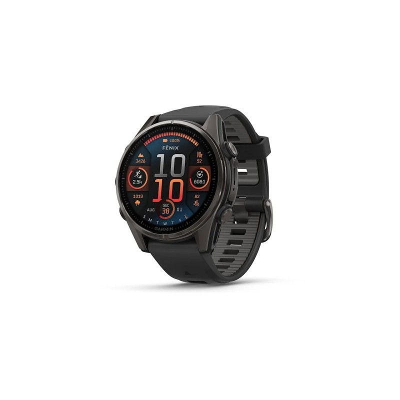 Garmin Fenix 8 Išmanusis laikrodis 43 mm AMOLED Sapphire,Carbon grey Ti.,Black/Pebble grey sil. band