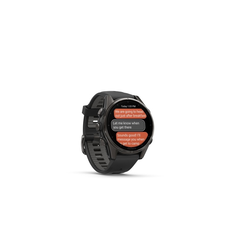 Garmin Fenix 8 Išmanusis laikrodis 43 mm AMOLED Sapphire,Carbon grey Ti.,Black/Pebble grey sil. band