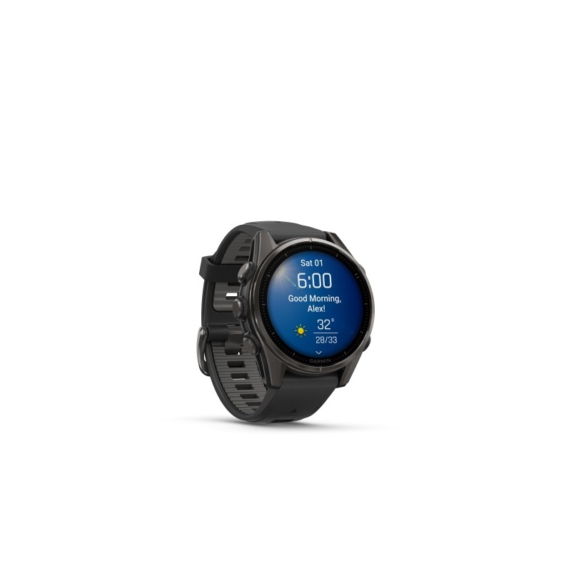 Garmin Fenix 8 Išmanusis laikrodis 43 mm AMOLED Sapphire,Carbon grey Ti.,Black/Pebble grey sil. band