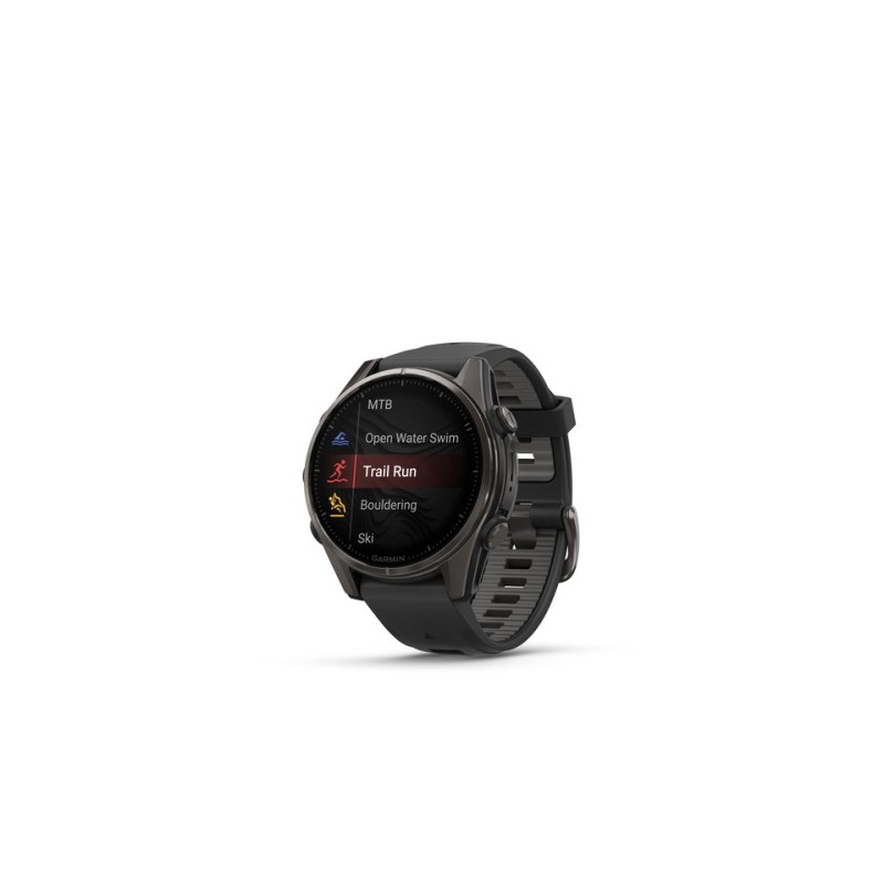 Garmin Fenix 8 Išmanusis laikrodis 43 mm AMOLED Sapphire,Carbon grey Ti.,Black/Pebble grey sil. band