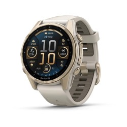 Garmin Fenix 8 Išmanusis laikrodis 43 mm AMOLED Sapphire,Soft Gold,Fog grey/dark sandstone sil. band