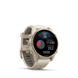 Garmin Fenix 8 Išmanusis laikrodis 43 mm AMOLED Sapphire,Soft Gold,Fog grey/dark sandstone sil. band