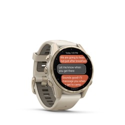 Garmin Fenix 8 Išmanusis laikrodis 43 mm AMOLED Sapphire,Soft Gold,Fog grey/dark sandstone sil. band