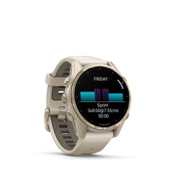 Garmin Fenix 8 Išmanusis laikrodis 43 mm AMOLED Sapphire,Soft Gold,Fog grey/dark sandstone sil. band