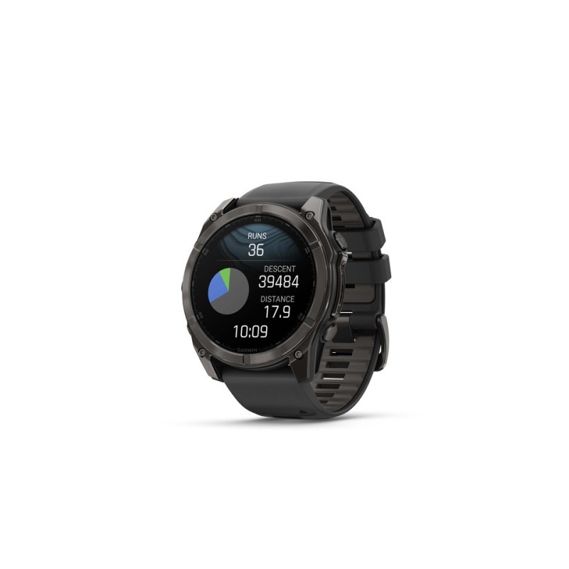 Garmin Fenix 8 Išmanusis laikrodis 51 mm AMOLED Sapphire,Carbon grey DLC,Black/Pebble grey sil. band