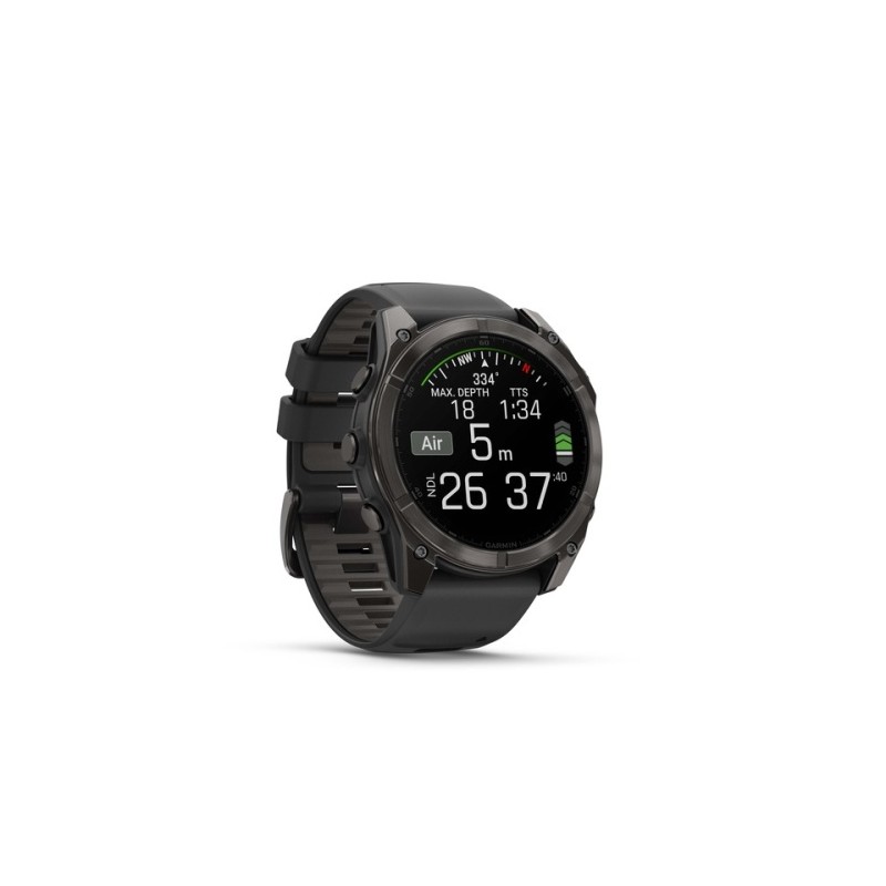 Garmin Fenix 8 Išmanusis laikrodis 51 mm AMOLED Sapphire,Carbon grey DLC,Black/Pebble grey sil. band