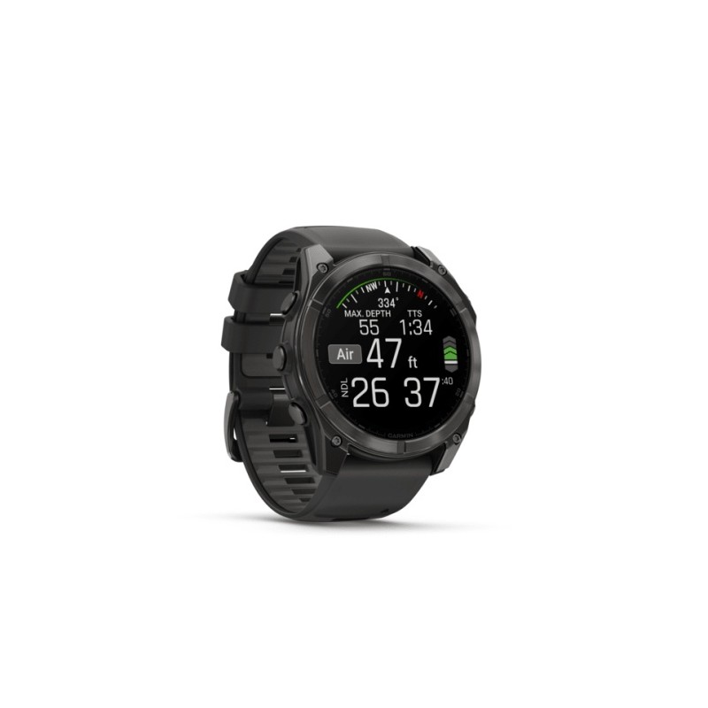 Garmin Fenix 8 Išmanusis laikrodis 51 mm AMOLED Sapphire,Carbon grey DLC,Black/Pebble grey sil. band