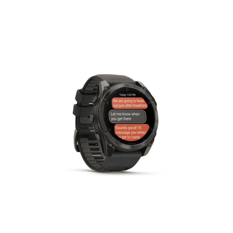 Garmin Fenix 8 Išmanusis laikrodis 51 mm AMOLED Sapphire,Carbon grey DLC,Black/Pebble grey sil. band