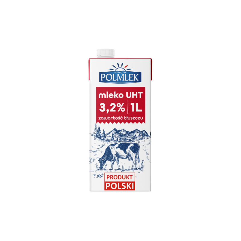 Pienas POLMLEK, 3,2%, UAT, 1 L x 12 vnt.