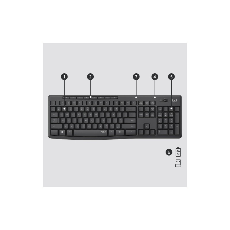 Logitech MK295 Silent Wireless Combo Belaidė klaviatūra, US Int, Graphite (SPEC)