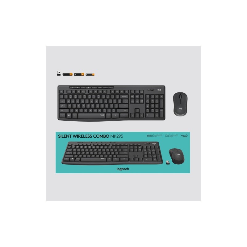 Logitech MK295 Silent Wireless Combo Belaidė klaviatūra, US Int, Graphite (SPEC)